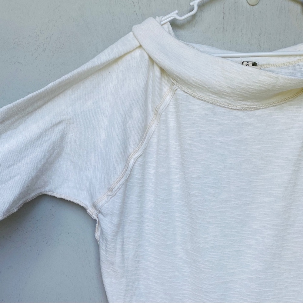 We the Free White Boat Neck 3/4 Sleeve Sweater | Oversized Fit | Casual Chic - Picture 2 of 6